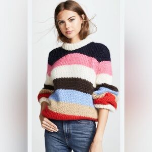 Ganni Stripe Julliard Mohair Wool Sweater Size S